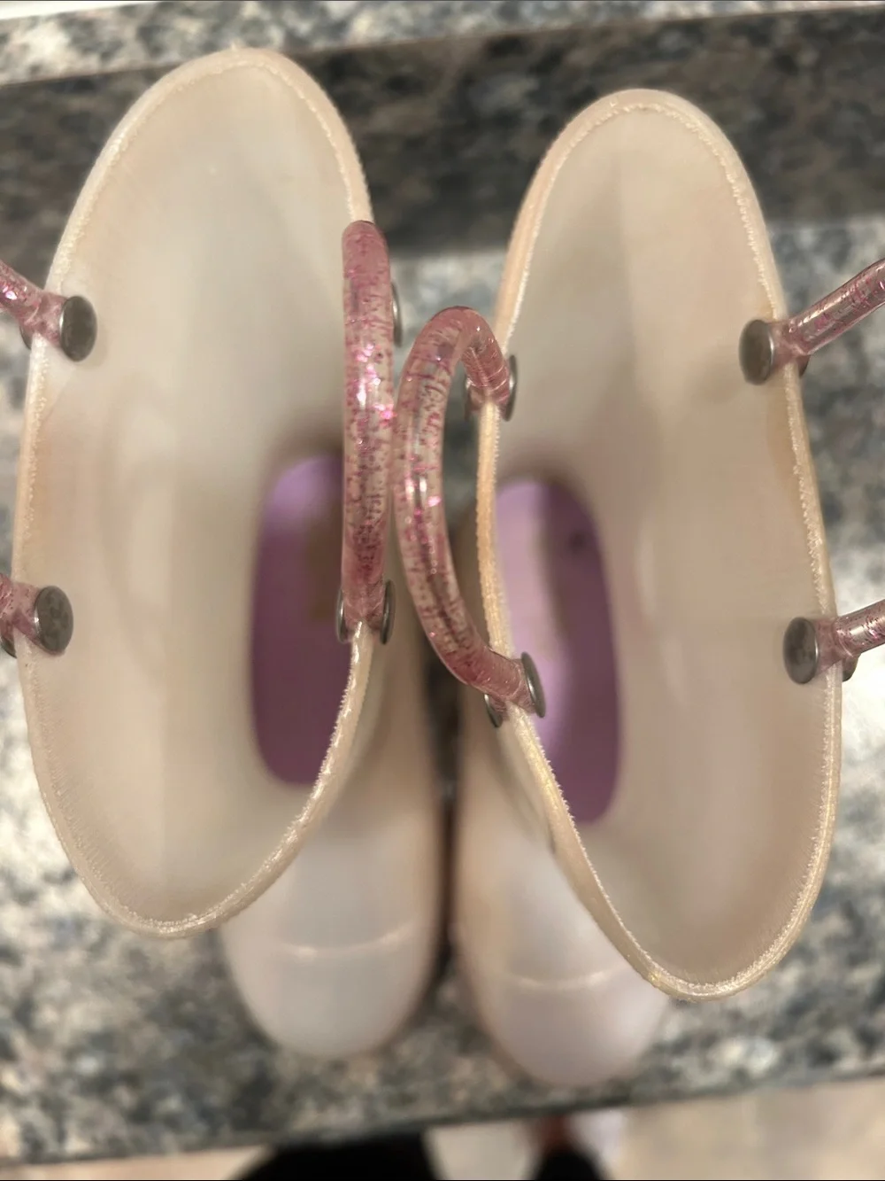 Western Chief Pearl Rain Boots with Pink Glitter Handles- 12